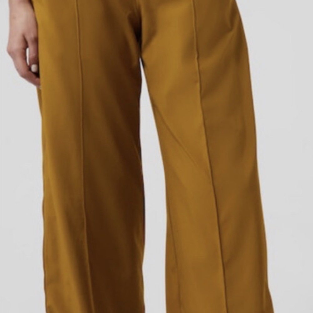 Athleta Nolita Mustard Wide-Leg Pants with Tailored Silhouette
